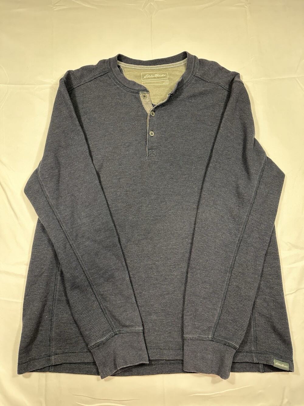 Eddie Bauer Men’s 1/4 button Waffle Knit Long Sleeve Shirt Size Large